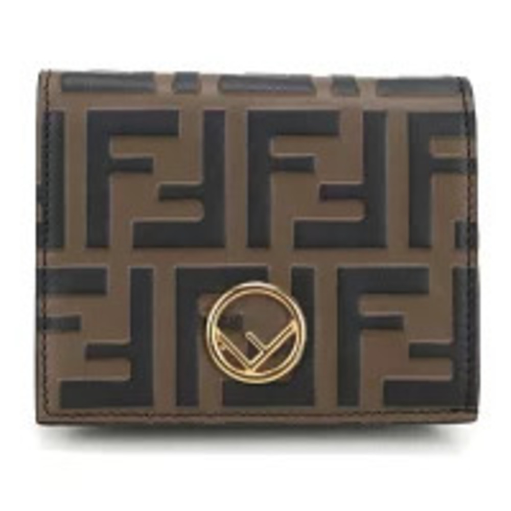 Fendi Bi fold Wallet Compact F Brown